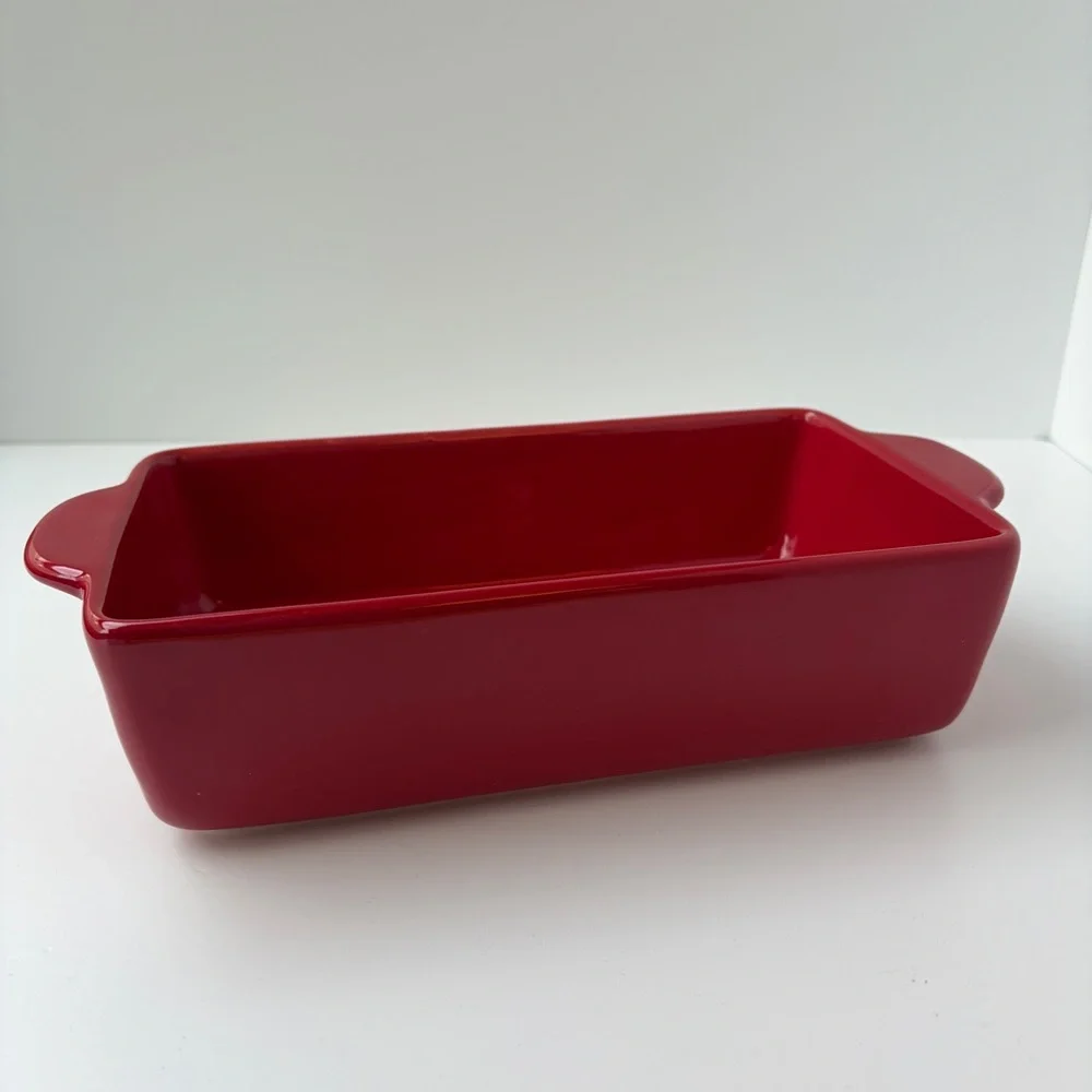 Rae Dunn‎ HO! HO! HO! Bread Loaf Pan Small Ceramic Casserole Dish Red Christmas